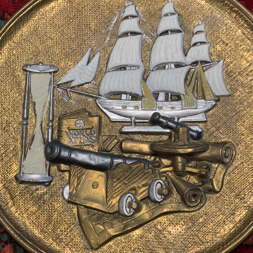 Vintage Spanish Galleon Brass Wall Plaque with Ship Motif - Picture 2 of 4